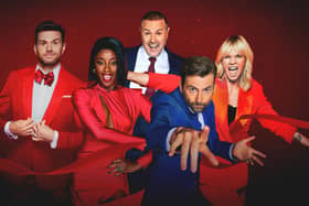 Joel Dommett, AJ Odudu, Paddy McGuinness, David Tennant, and Zoe Ball will present Comic Relief Red Nose Day 2023. Photo: BBC/PA