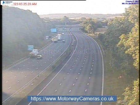The M1 near Wakefield has been closed heading northbound due to a crash between at least two lorries