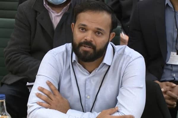 Azeem Rafiq, the former Yorkshire cricketer, gives evidence at the first DCMS select committee hearing in November 2021. Photo: House of Commons/PA Wire.