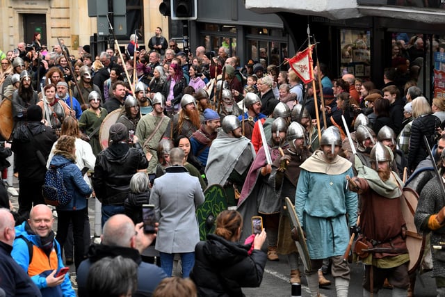 The Vikings march through the city centre