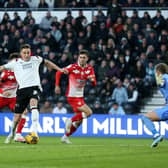 DOUBLE TROUBLE: Derby County's Craig Forsyth scores his side's second goal against Barnsley at Pride Park Picture: Barrington Coombs/PA