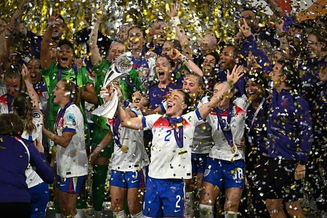 GLORY DAYS: England's Lionesses celebrate winning the Women's European Championship in Basel in July (Image: Fabrice COFFRINI / AFP)