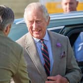 King Charles III is greeted during a visit to the James Jones and Sons sawmill in Aboyne, Aberdeenshire, for a tour of the recently modernised facility to see how it has increased its production of construction timber as a renewable and recyclable building product. PIC: Kami Thomson/DC Thomson/PA Wire