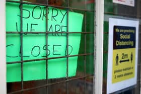 A closed sign in a shop in Lincoln city centre during England's third national lockdown to curb the spread of coronavirus. PIC: PA