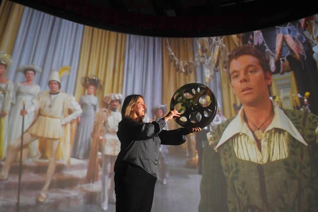 Cinema operations manager, Jennifer Weston-Beyer, pictured in the cinema with The Wonderful World of Brothers Grimm on the screen at the National Science and Media Museum, Bradford. (Pic credit: Simon Hulme)