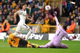 DECISIVE MOMENT: Leeds United's Rodrigo puts their game at Wolverhampton Wanderers beyond doubt