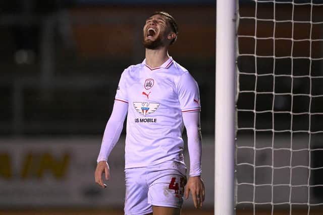 Frustration: Barnsley forward John McAtee hit the net at Blackpool but it was too little, too late for the Reds. (Picture: Stu Forster/Getty Images)