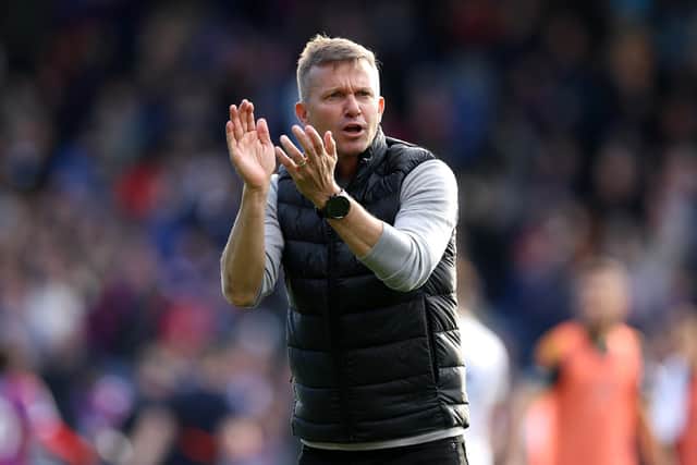LONDON, ENGLAND - OCTOBER 09: Jesse Marsch, Manager of Leeds United, applauds their fans after the final whistle of the Premier League match between Crystal Palace and Leeds United at Selhurst Park on October 09, 2022 in London, England. (Photo by Richard Heathcote/Getty Images)