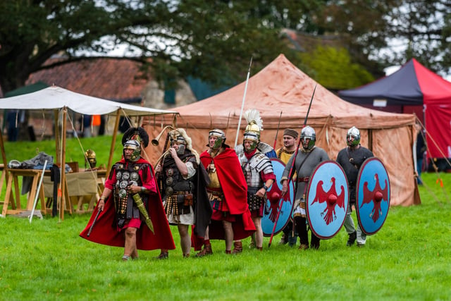 Pictured Roman army from Legio VI Victrix Eboracum parading around the camp. Picture By Yorkshire Post Photographer,  James Hardisty.