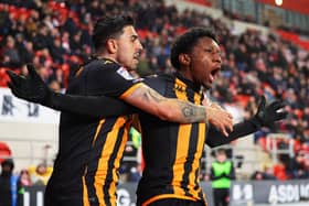 CONFIDENCE: Hull City's Jaden Philogene celebrates scoring his team's first goal against Rotherham United at the AESSEAL New York Stadium Picture: Matt McNulty/Getty Images