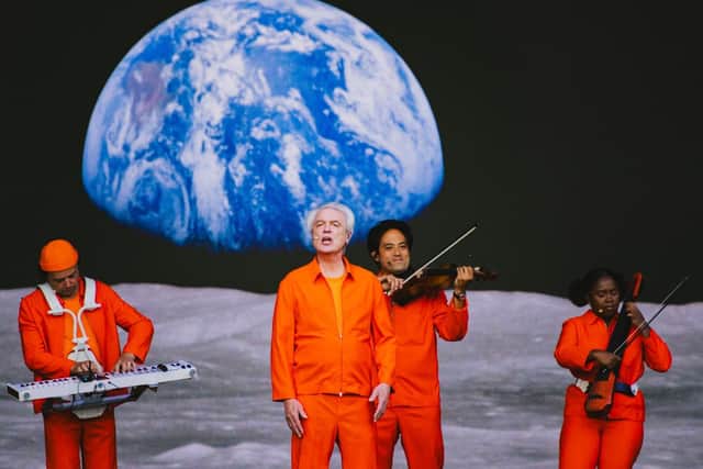 David Byrne performing at The Piece Hall, Halifax. Picture: Ellis Robinson/Cuffe and Taylor