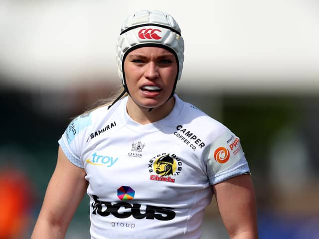 Jodie Ounsley, AKA Fury from Gladiators, playing for Exeter Chiefs against Saracens on Saturday, April 13, 2024 in Barnet (Picture: Tom Dulat/Getty Images)