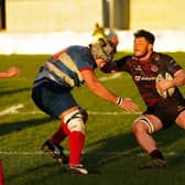 The battle between Sheffield Tigers (red and black) and Sheffield RUFC (blue and white) was closely fought at Abbeydale on Saturday (Picture: Mike Inkley)