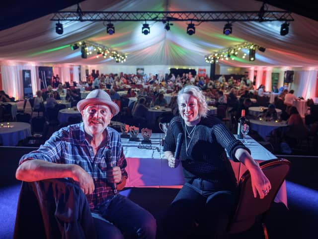 Mark Billingham and Steph McGovern at the Theakston Old Peculier Crime Writing Festival in Harrogate. Picture credit: Richard Maude/PA.