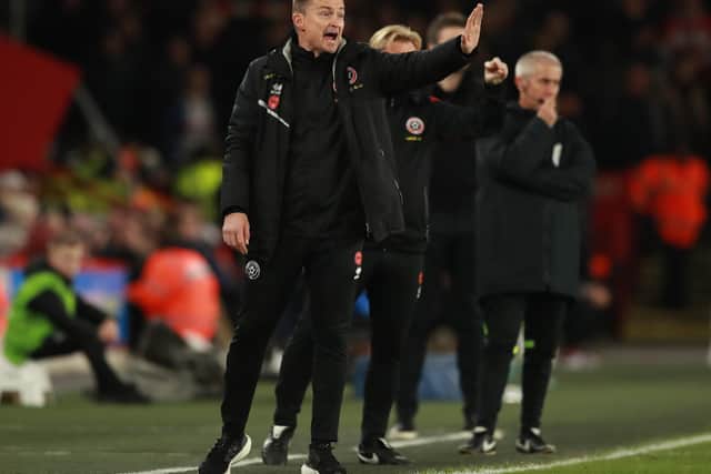 Sheffield, England, 15th February 2023. Paul Heckingbottom manager of Sheffield Utd during the Sky Bet Championship match at Bramall Lane, Sheffield. Picture credit should read: Simon Bellis / Sportimage
