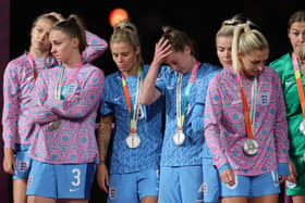Opportunity missed: For the likes of Rachel Daly, third left, Keira Walsh, Chloe Kelly and Mary Earps, right, the chance to win a World Cup is gone, but the chance to continue building a legacy is still alive. (Picture: Cameron Spencer/Getty Images)