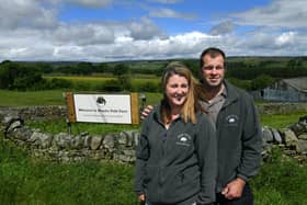 Louise and Richard Pullan at Breaks Fold Farm Glamping & Camping, which was featured on The Hotel Inspector. (Pic credit: Jonathan Gawthorpe)