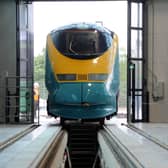 A Eurostar power car is delivered to the college, which trained rail engineering apprentices to work on projects such as HS2