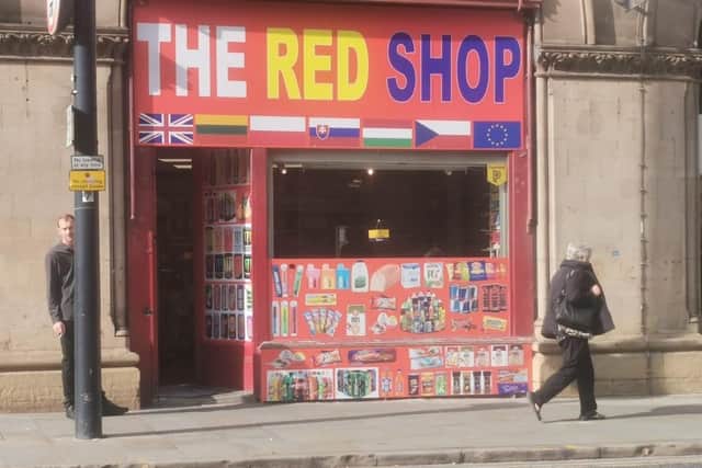 Red Shop frontage that has appeared at the Wool Exchange