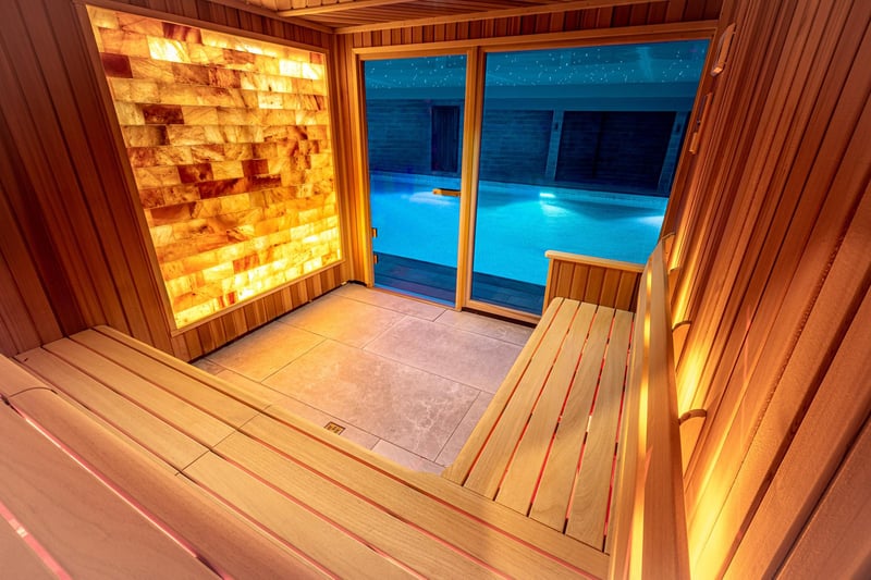 The spa also features a sauna and steam room