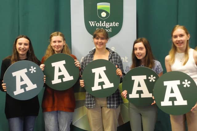 Students at Woldgate School and Sixth Form College celebrate outstanding A-level results.