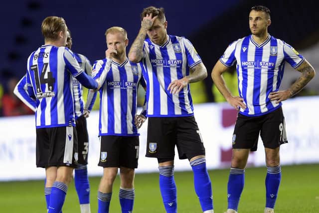 Owls players show their frustration after dropping points against Forest Green Rovers (Picture: Steve Ellis)