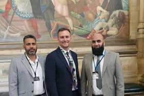 L-R: Coun Shakeel Hussain, Matt Vickers MP, and Coun Sufi Mubeen, in Parliament in September.