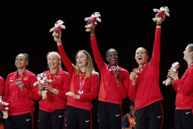 NEXT BEST THING: England players with silver medals after the 2023 Netball World Cup Final in Cape Town Picture: PA