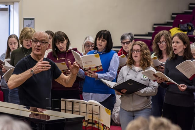 Bob Chilcott rehearsing his masterpiece Circlesong with Harrogate Choral Society. Picture: Ernesto Rogata