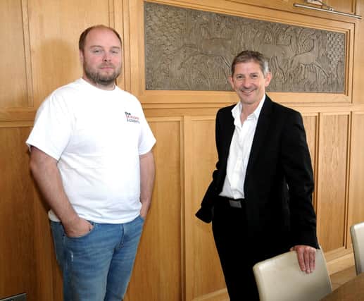 Founder of The Developer Academy Ben Atha with business lending manager at Finance For Enterprise Jeremy Meadowcroft