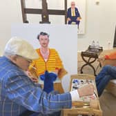 David Hockney painting a portrait of Harry Styles which will go on display as part of David Hockney: Drawing from Life, which opens on November 2 at the National Portrait Gallery in London. IPhoto credit should read: JP Goncalves de Lima/David Hockney/PA Wire