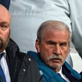 CRITICISM: Kevin Nagle (right), watching Huddersfield Town's 1-1 draw with Plymouth Argyle alongside sporting director Mark Cartwright