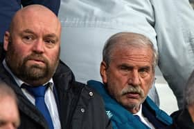 CRITICISM: Kevin Nagle (right), watching Huddersfield Town's 1-1 draw with Plymouth Argyle alongside sporting director Mark Cartwright