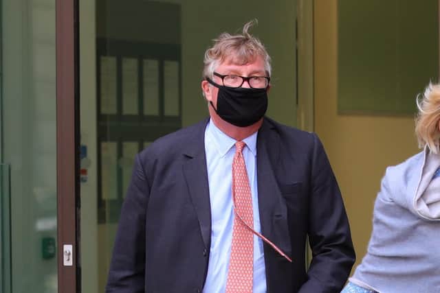 Hedge fund manager Crispin Odey leaving Westminster Magistrates' Court, London, where he was accused of assaulting a young investment banker in the late 1990s.