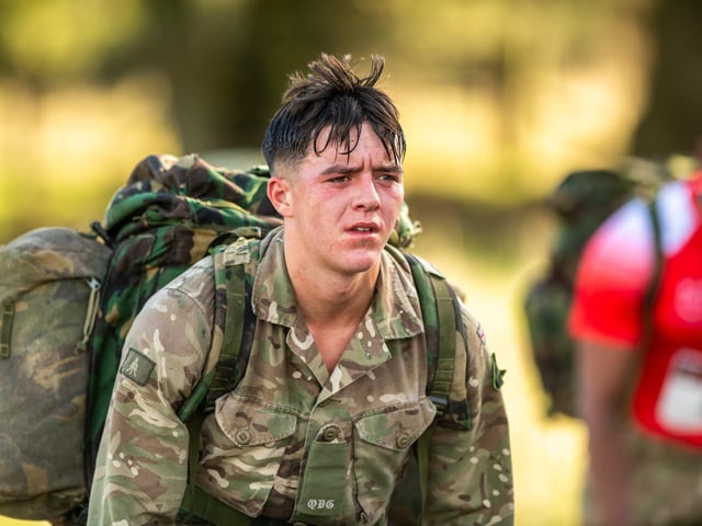 A soldier taking part in the challenge.