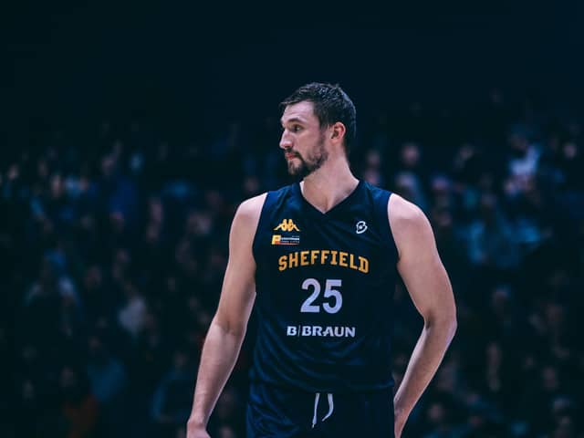 Bennett Koch excelled on both ends of the floor for Sheffield Sharks in the convincing win over Plymouth City Patriots (Picture: Adam Bates)