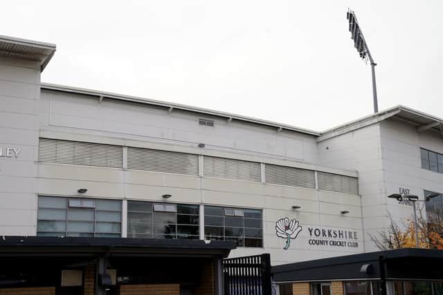 A general view after sponsorship signage was removed from Headingley Stadium, home of Yorkshire Cricket Club. The club lost several sponsors following racism claims. PIC: Danny Lawson/PA Wire.
