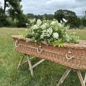 Woven Coffin with Flowers