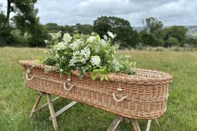 Woven Coffin with Flowers