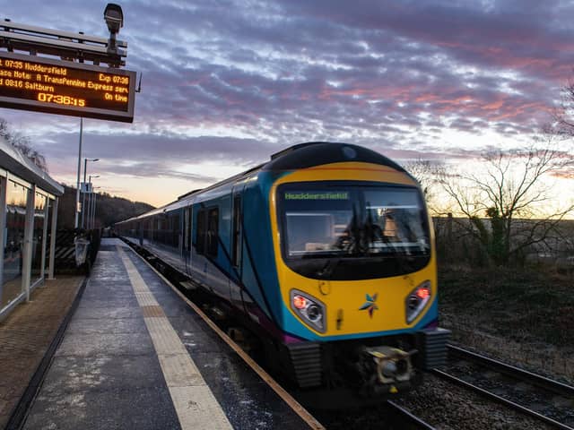 The Huddersfield train departs from Slaithwaite Railway Station, pictured at sunrise, in 2023. PIC: Bruce Rollinson