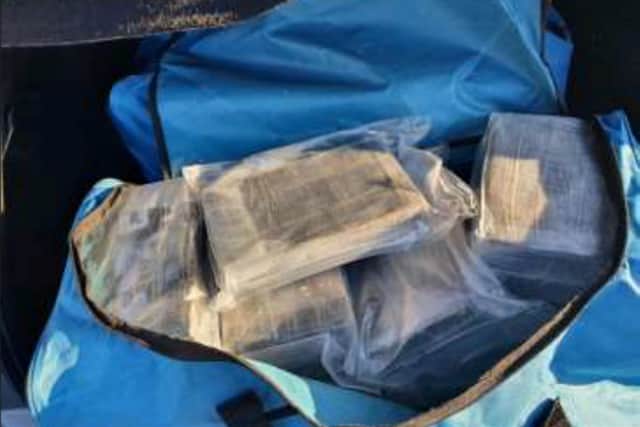 Kilo blocks of cocaine found in Hunter's vehicle.