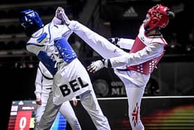 Aaliyah Powell in action at the taekwondo world championships in Mexico.