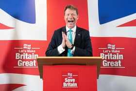 Reform Party leader Richard Tice speaking at a press conference at the Conrad Hilton, London.
