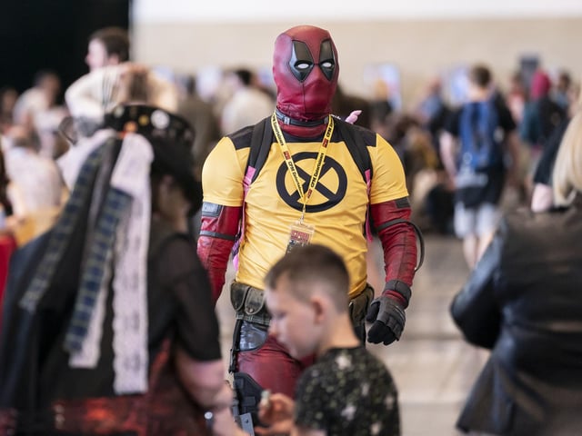 A Deadpool cosplayer during Comic Con Yorkshire at the Yorkshire Event Centre, in Harrogate. Photo credit: Danny Lawson/PA Wire