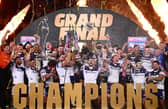 Wakefield lift the Super League trophy on a famous night at Old Trafford. (Photo: Olly Hassell/SWpix.com )