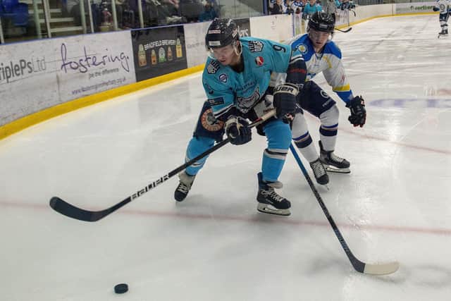 FAMILIAR FACE: Former Sheffield Steeldogs' D-man Thomas Barry (left) has joined Leeds Knights for the remainder of the season. Picture Bruce Rollinson