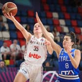Action from the women's EuroBasket 2023 in Tel Aviv where Belgium's Julie Vanloo and Italy's Costanza Verona fight for the ball (Picture: VIRGINIE LEFOUR/BELGA MAG/AFP via Getty Images)