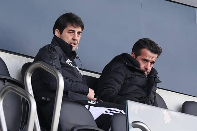 Marco Silva, manager of Fulham, right, looks on from the stands during the Premier League match between Fulham FC and West Ham United at Craven Cottage. (Picture: Ryan Pierse/Getty Images)
