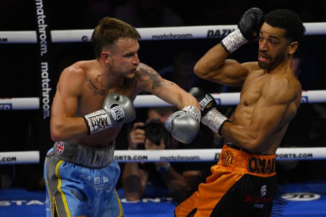 Dalton Smith and Sam Maxwell in their British Super-Lightweight title fight in Sheffield (Picture: Matthew Pover/Matchroom Boxing)
