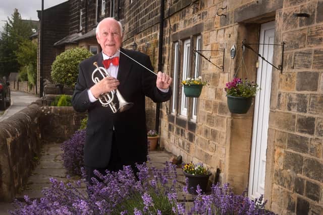 Roy Stevenson, who is celebrating 80 years with Guiseley Brass Band. Picture: Simon Hulme.